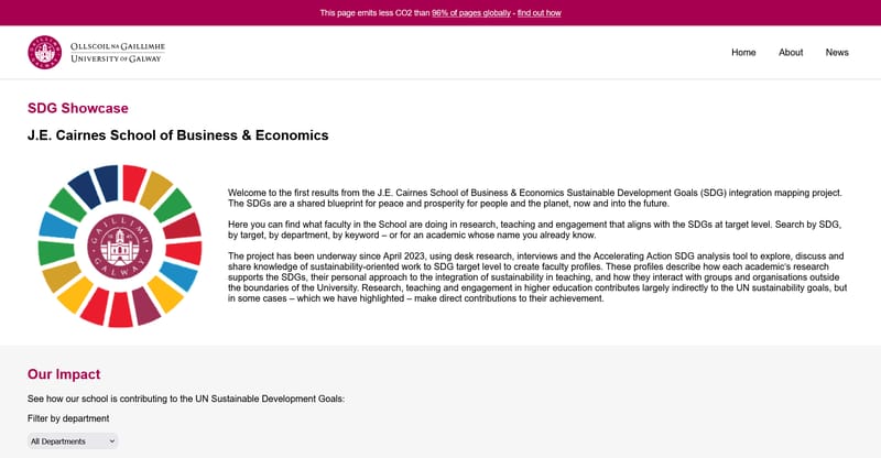 Screenshot of SDG showcase home page